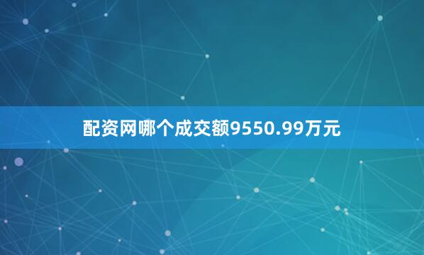 配资网哪个成交额9550.99万元
